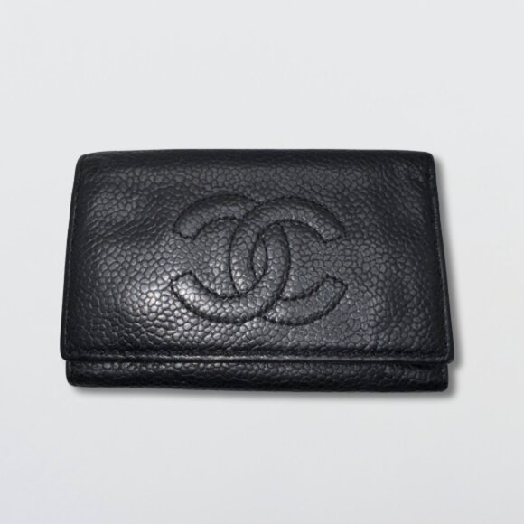 Chanel Holder Wallet 6 key Fob Holder CC Logo Grained Calfskin Leather Black - Picture 1 of 11